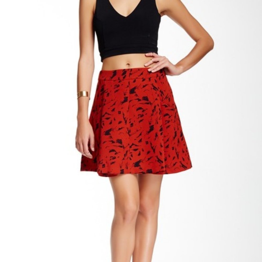 Harlowe & Graham Orange Woven Pleat Skirt Pockets | M